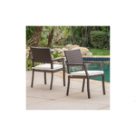 2 Outdoor Brown Wicker Dining Chairs