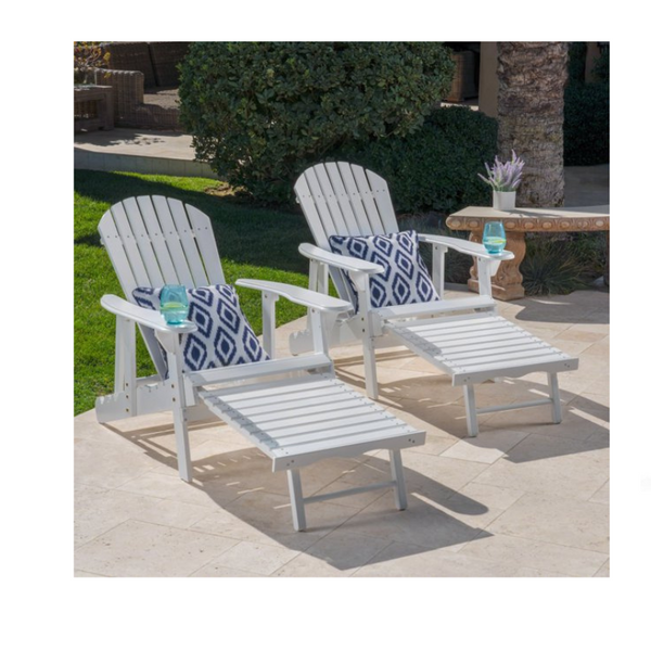 Set of 2 Wood Adirondack Chair with Footrest