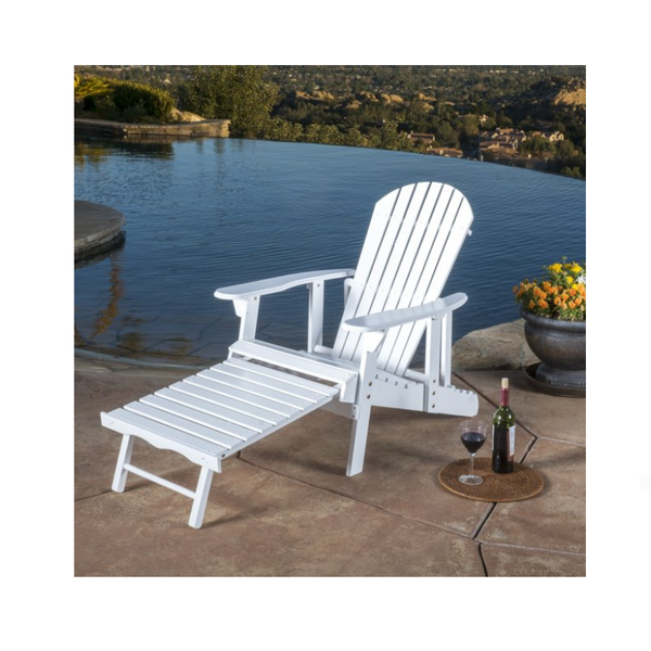 Silla Adirondack de madera reclinable con reposapiés