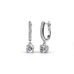 Pendientes Colgantes Chapados en Oro Blanco de 18k con Cristales Swarovski