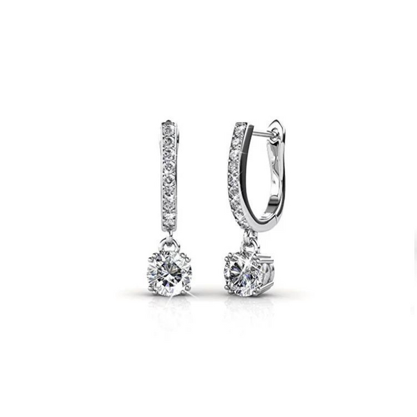 Pendientes Colgantes Chapados en Oro Blanco de 18k con Cristales Swarovski