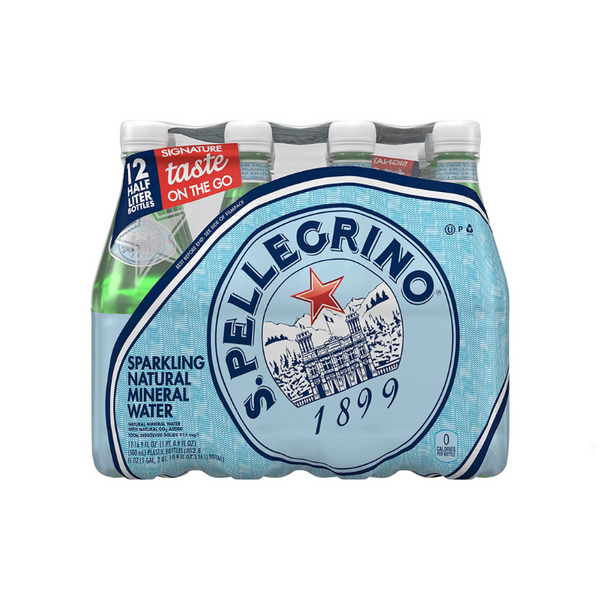 12 Bottles of S.Pellegrino Sparkling Natural Mineral Water