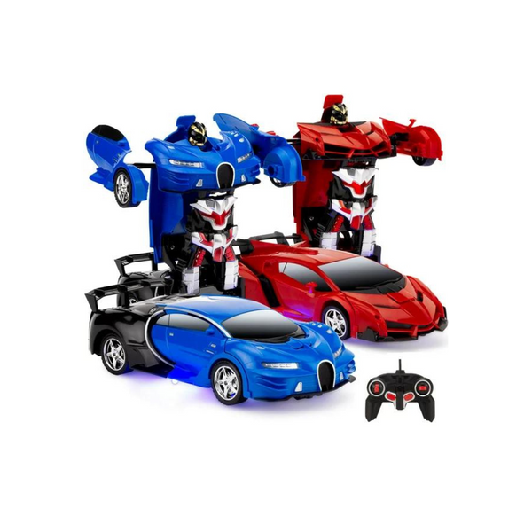 Juego de 2 juguetes de coche deportivo con robot transformador teledirigido RC