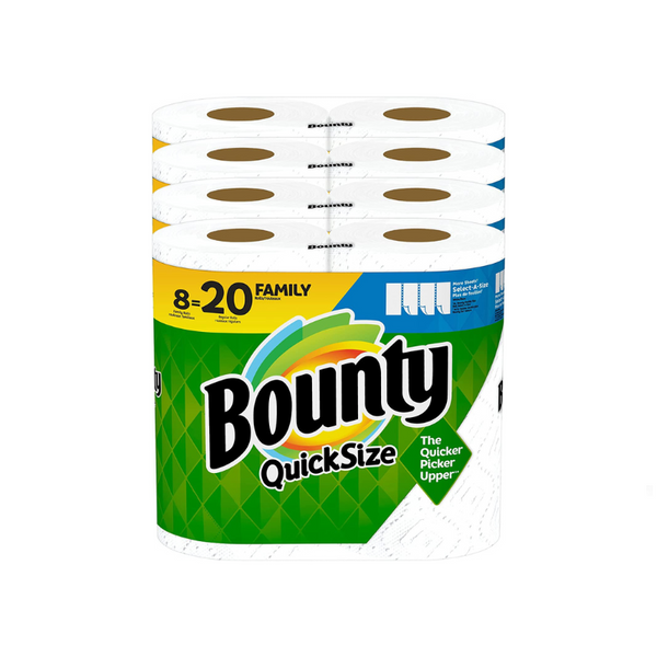 8 Family Rolls = 20 Regular Rolls of Bounty Quick Size Paper Towels