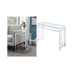 Town Square Chrome End Table With Shelf And Matching Chrome Desk Set
