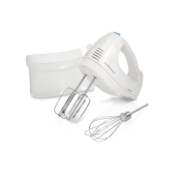 6-Speed Hamilton Beach Electric Hand Mixer w/ Snap-On Storage Case (White)
