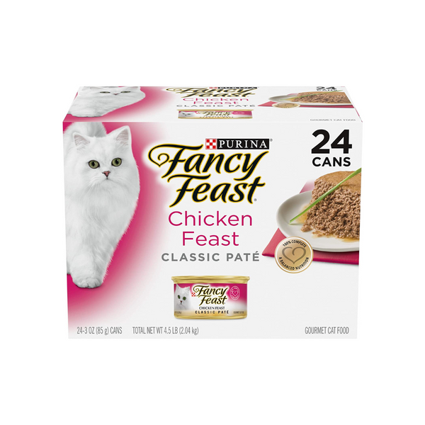 24-Ct 3oz Purina Fancy Feast Grain Free Classic Pate Wet Cat Food (Chicken Feast)