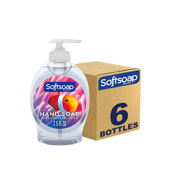 6 Bottles Of Softsoap Aquarium, Aloe Vera, Milk & Honey, And Fresh Breeze Hand Soap