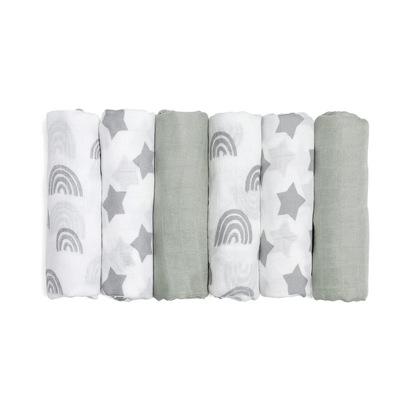 6 Pack Cotton Muslin Swaddle Blankets