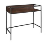 Walker Edison Trenton Contemporary 2 Tier Glass Top Compact Desk