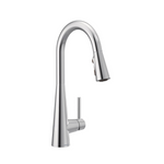 Moen Sleek Chrome One-Handle High Arc Pulldown Kitchen Faucet Featuring Power Boost
