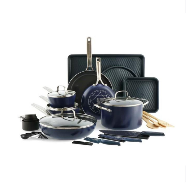 Juego de utensilios de cocina antiadherentes de cerámica Blue Diamond de 30 piezas