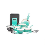 Juego de utensilios de cocina antiadherentes de cerámica GreenLife Soft Grip de 18 piezas (4 colores)
