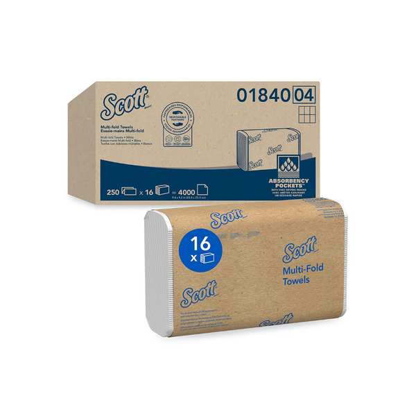 16 Packs Of 250 Scott Essential Multifold Paper Towels