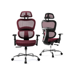 Ergonomic High Back Office Chair w/ Headrest (Dark Red Mesh)