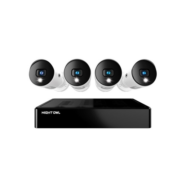 Night Owl Bluetooth DVR de 8 canales con disco duro de 1 TB + 4 cámaras de seguridad HD con cable