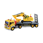 Maxx Action Long Haul Excavator Transport Pull Back Toy Vehicle With Lights And Sounds