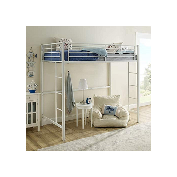 Walker Edison Timothee Urban Industrial Metal Twin over Loft Bunk Bed