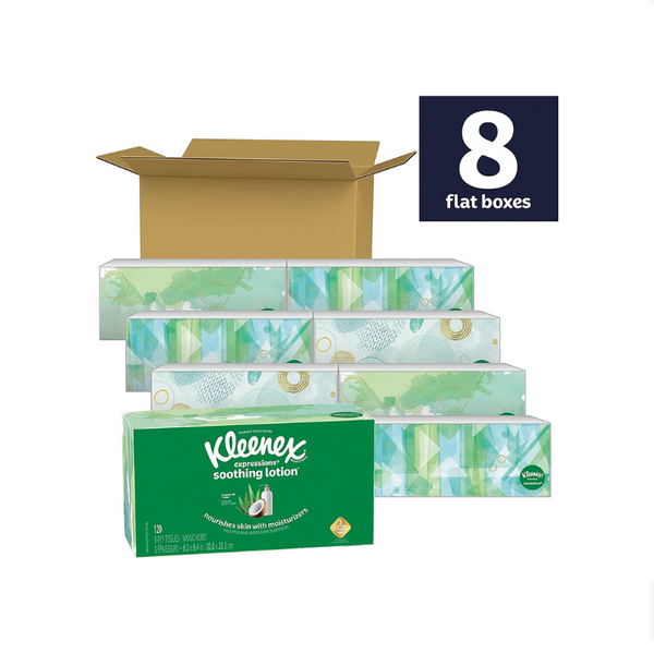 8 Boxes of Kleenex Expressions Soothing Lotion Facial Tissues
