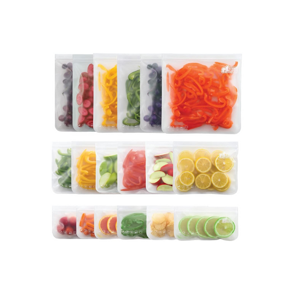Set Of 6 Gorilla Grip Reusable Leakproof Secure Zip Freezer Safe Food Storage Bags