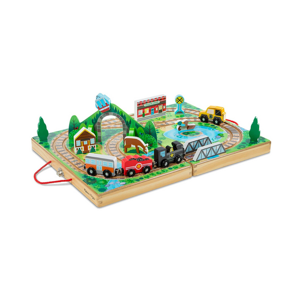 Melissa & Doug 17-Piece Wooden Take-Along Tabletop Railroad