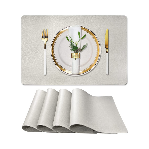 Set of 4 Leather Heat Resistant Placemats Gray