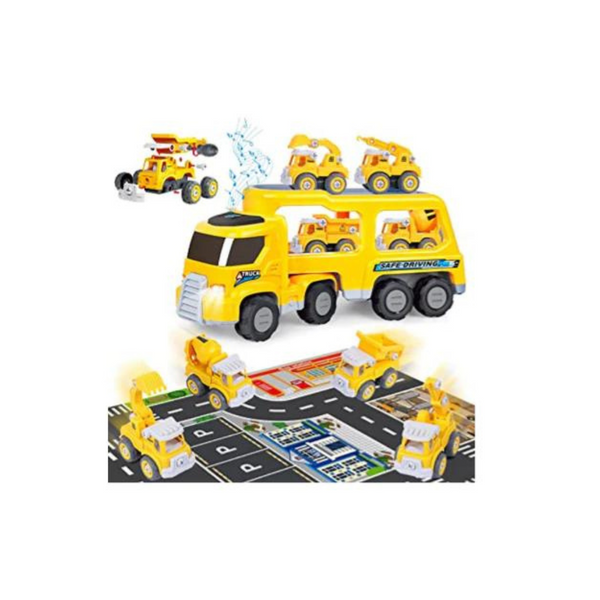5 in 1 Construction Car Toys With Lights And Sound, Activity Play Mat