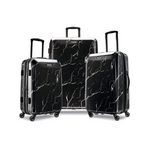 American Tourister Moonlight Hardside Expandable Luggage with Spinner Wheels, Black Marble, 3-Piece Set
