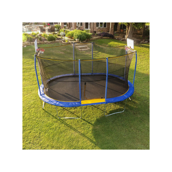 Jumpking Oval 10' x 15' Trampoline, with Two Basketball Hoops