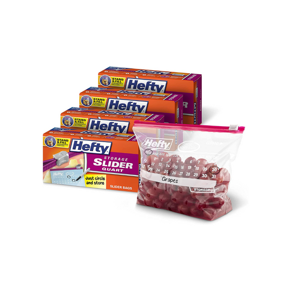 Hefty Slider Storage Bags 160-Ct Quart Size or 128-Ct Half-Gallon Size