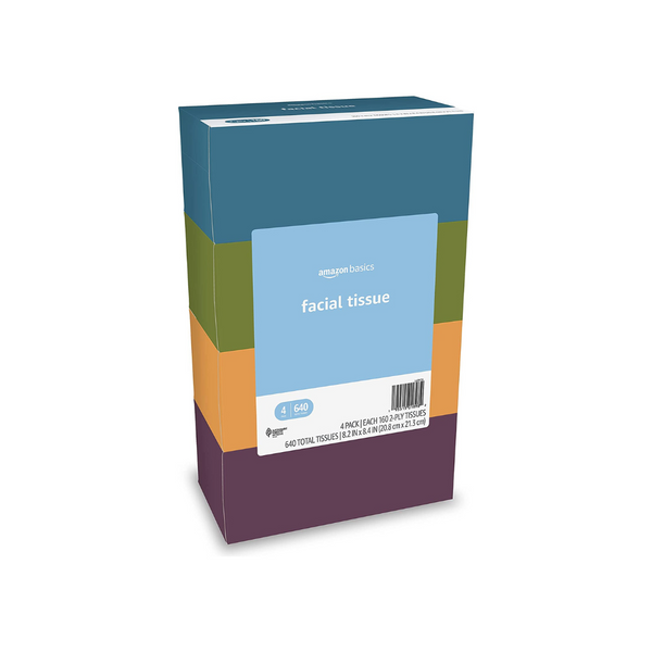 4-Boxes Amazon Basics Facial Tissue, 160 Tissues per