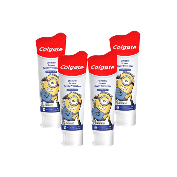 Colgate Kids Toothpaste with Anticavity Fluoride Featuring Minions, Mild Bubble Fruit Gel – 4.6 ounces (4 Pack)