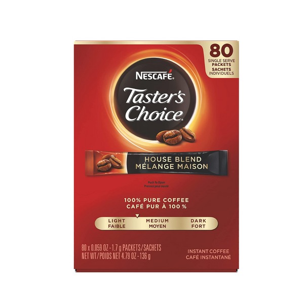 Pack of 80 Nescafe Instant Coffee Packets, Taster's Choice Light Roast