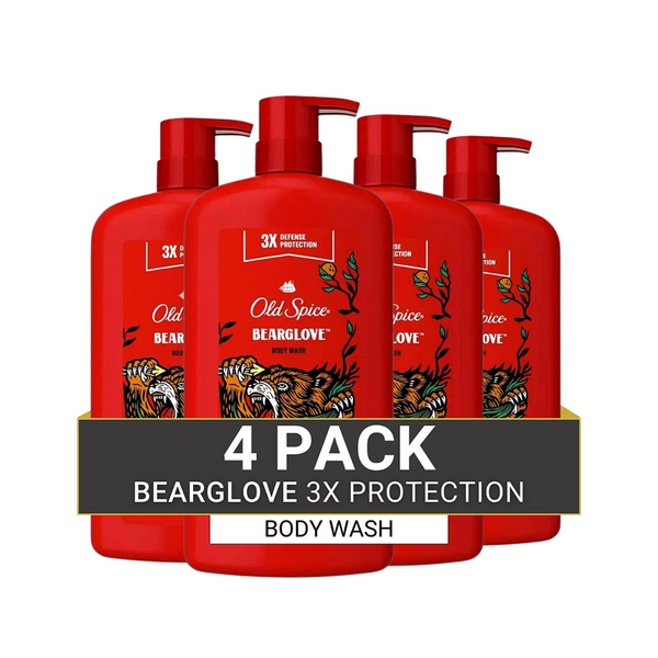 4 Bottles of Old Spice Wild Bearglove Scent Body Wash for Men