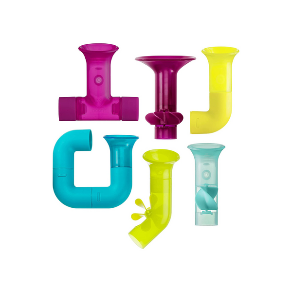 Boon Pipes Juego de juguetes de baño para bebé, 6 piezas, los colores pueden variar