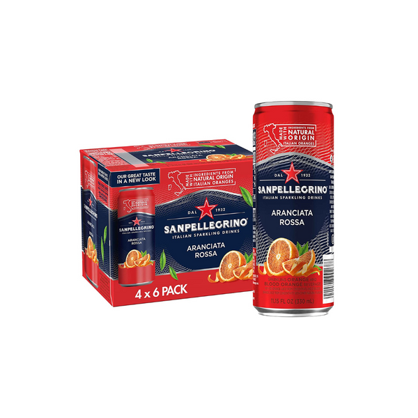 Sanpellegrino Italian Sparkling Drink Aranciata Rossa, 24 Pack of 11.15 Fl Oz Cans