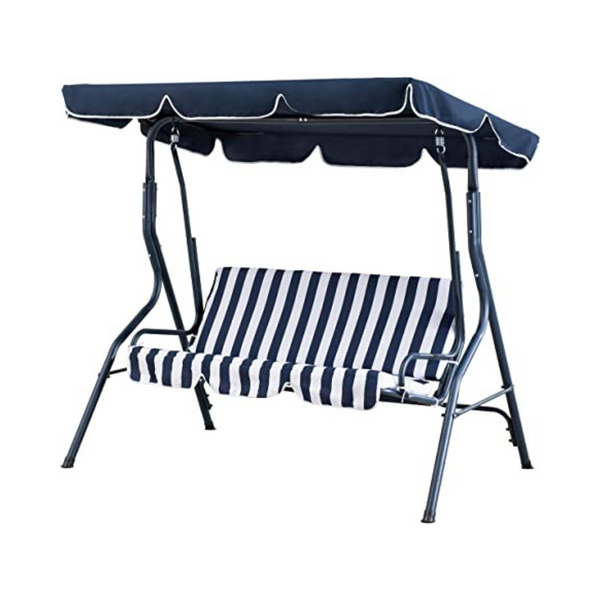Amazon Basics Outdoor 2-Seat Striped Patio Swing with Canopy