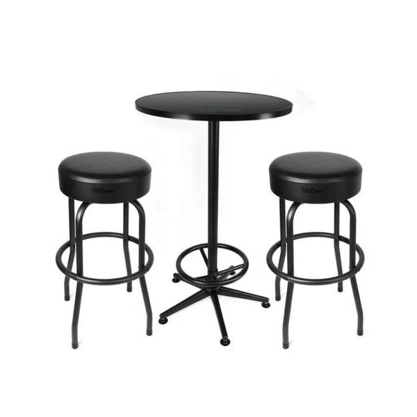 3-Piece Hyper Tough Shop Pub Table & Bar Stool Set for Game Room