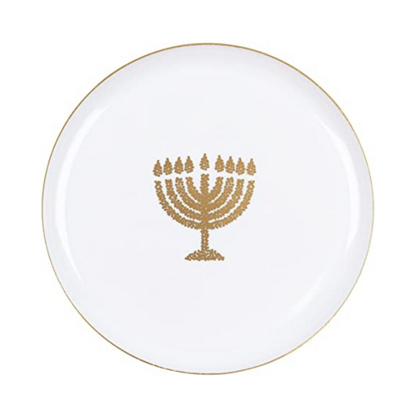 Paquete de 30 platos de fiesta de plástico blanco colección Janucá
