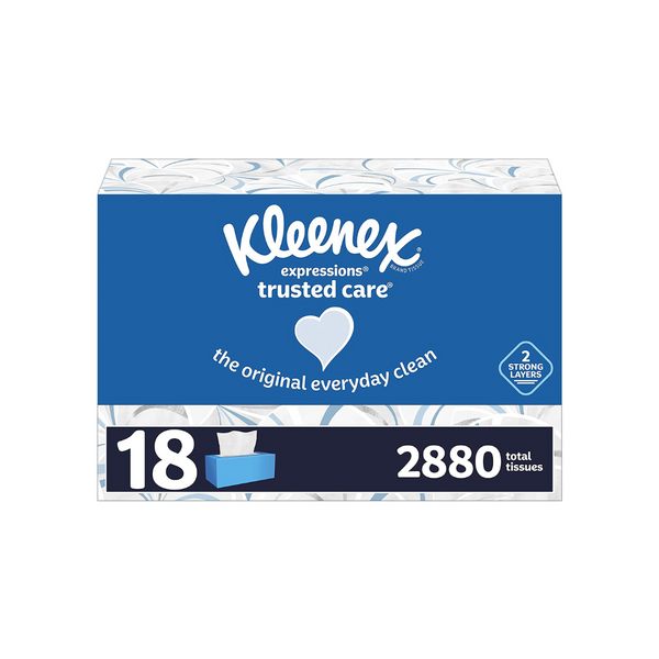 18 cajas de pañuelos faciales Kleenex Expressions Trusted Care, 2880 pañuelos en total