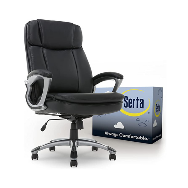 Silla de oficina ejecutiva Serta Big &amp; Tall con respaldo alto, soporte lumbar ergonómico para comodidad durante todo el día