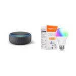 Echo Dot (3rd Gen, Charcoal) + Amazon Basics Smart Color Bulb