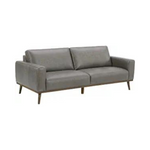 Rivet Modern Leather Sofa Couch with Wood Base