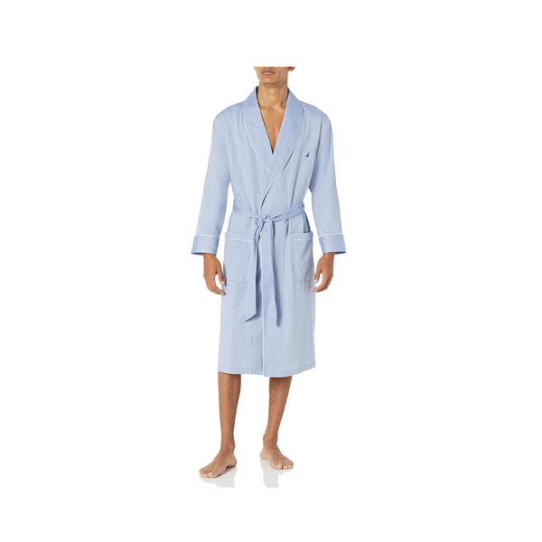 Nautica Men’s Long-Sleeve Lightweight Cotton Woven Bathrobe