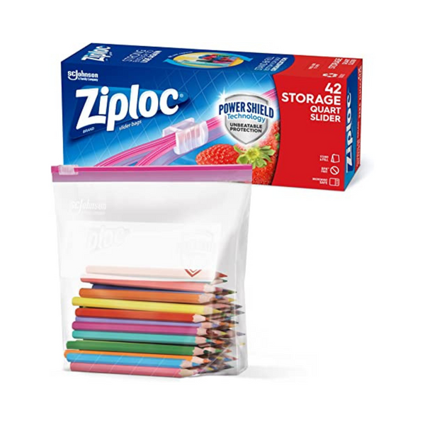 Ziploc Quart Food Storage Slider Bags, Power Shield Technology