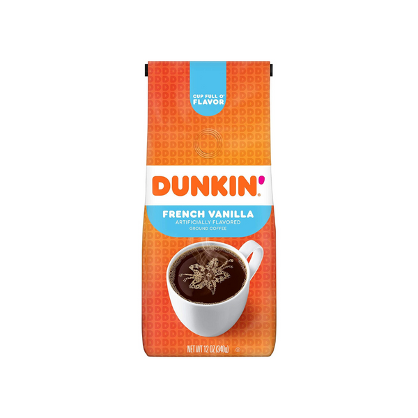 6 Bags Dunkin’ French Vanilla Flavored Medium Roast Ground Coffee, 12 Ounces