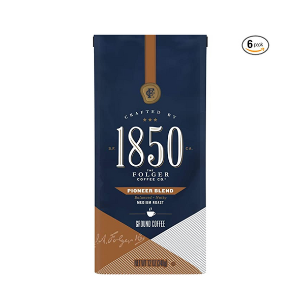 6 bolsas de 1850 de Folgers Pioneer Blend café molido de tostado medio