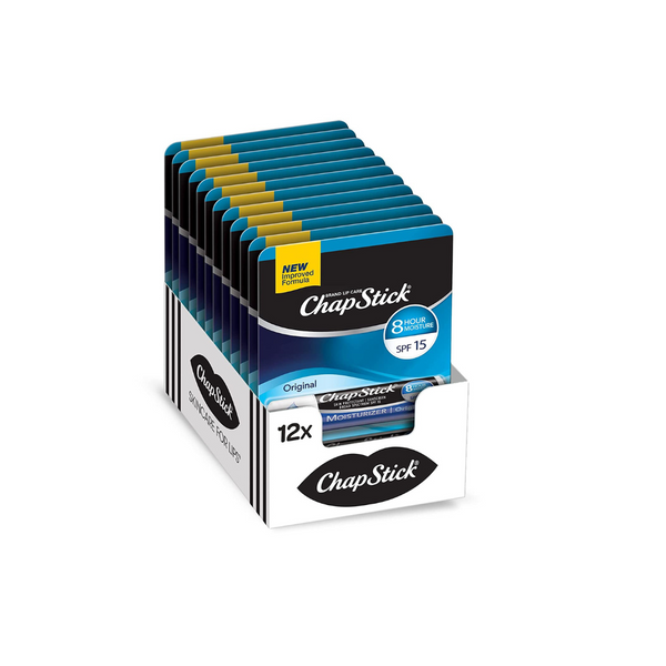 Pack of 12 ChapStick Moisturizer Original Lip Balm Tubes