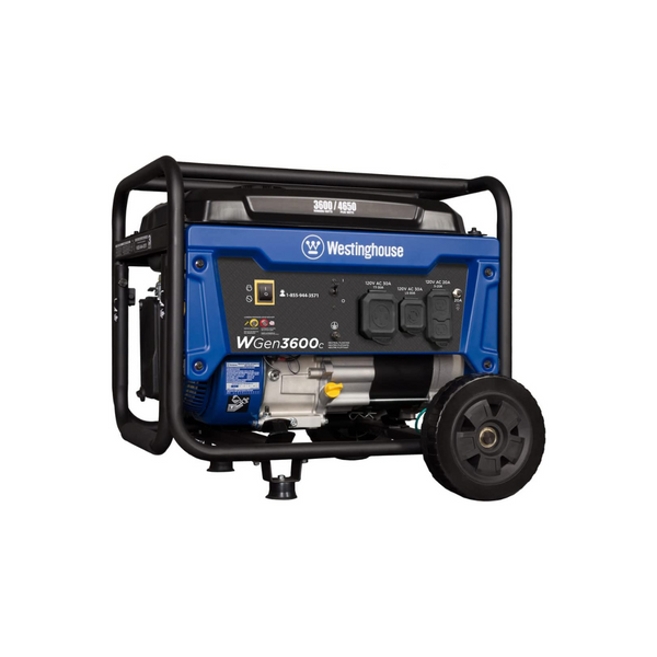 Generador portátil a gas Westinghouse de 4650 vatios con sensor de CO, rueda y kit de manija