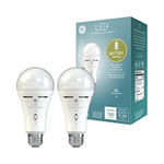 2 GE LED+ Battery Backup Light Bulb, Emergency Light Bulb for Power Outages, Flashlight
